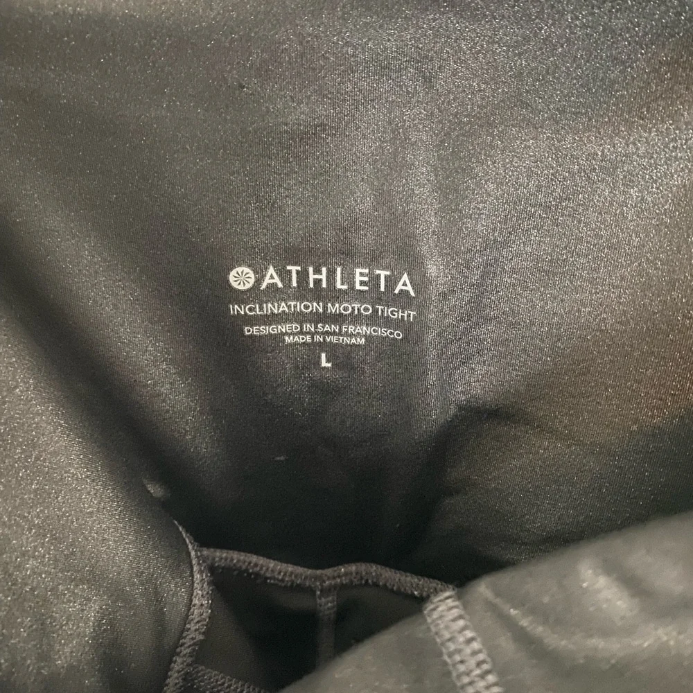 Athleta Inclination Moto Tight | Black Shimmer | Large - Picture 2 of 3